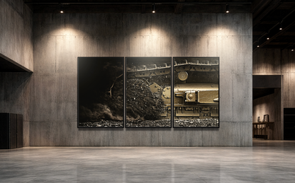 Dramatic Undercarraige Track Triptych | Framed Canvas Wal Art
