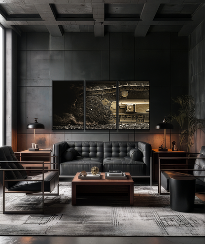 Dramatic Undercarraige Track Triptych | Framed Canvas Wal Art