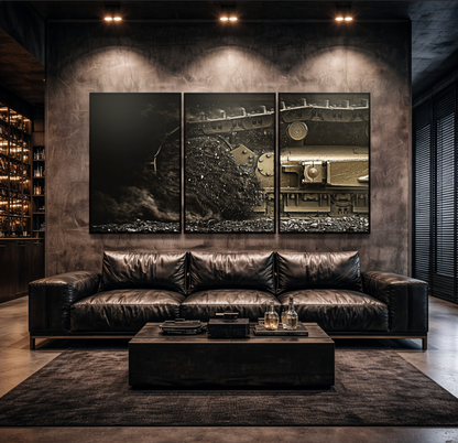 Dramatic Undercarraige Track Triptych | Framed Canvas Wal Art