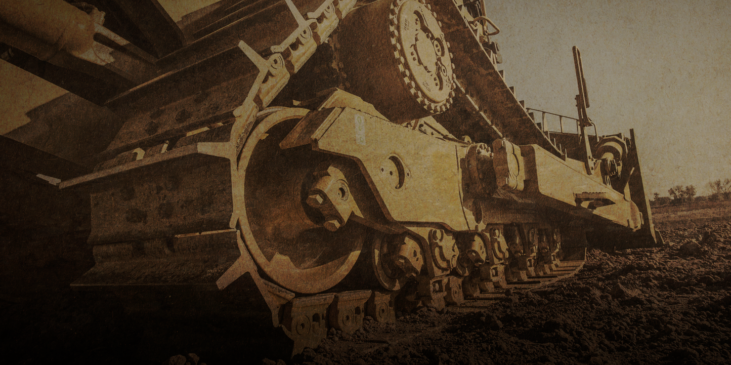 D8 Dozer Track Triptych | Gold | Unframed | Wall Art on Stretched Canvas