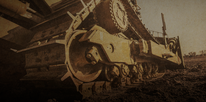 D8 Dozer Track Triptych | Gold | Unframed | Wall Art on Stretched Canvas