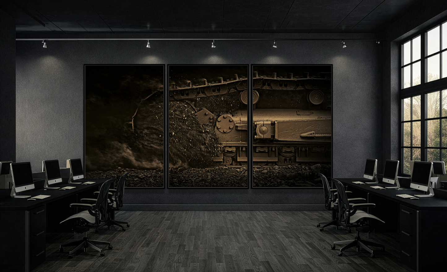 Dramatic Undercarraige Track Triptych | Framed | Stretched Canvas Wal Art