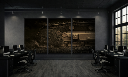 Dramatic Undercarraige Track Triptych | Framed | Stretched Canvas Wal Art