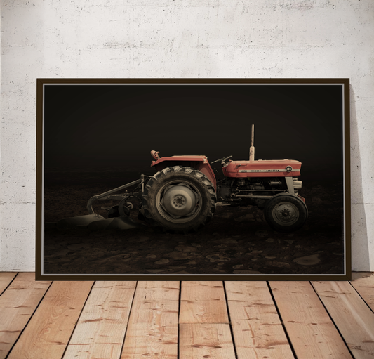 Vintage Massey 135 with Plow Photo Wall Art on Canvas