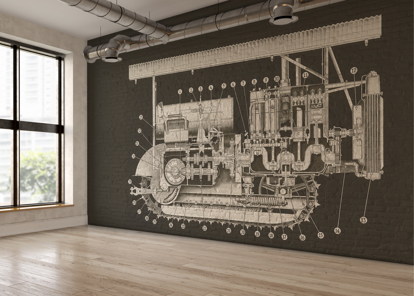 1919 BEST Crawler Cutaway Technical Drawing | Type II Commercial Wall Covering