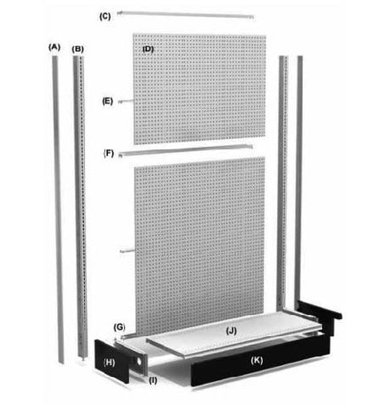96" Premium Lozier Wall Merchandiser: 48"w x 96"h